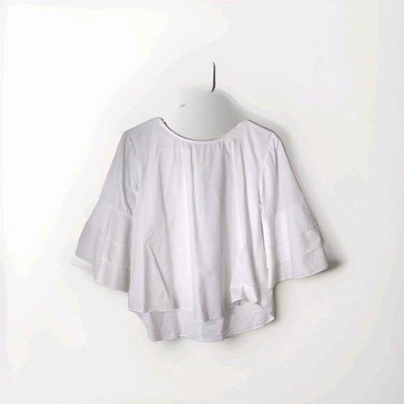 Vivid Importers Top Small Trumpet Sleeves Tie Back Lightweight Cotton - Picture 1 of 10